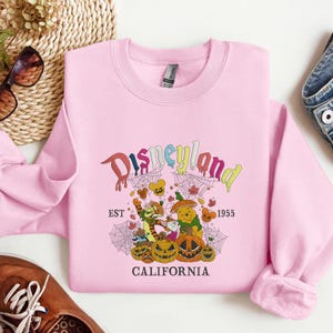 Disneyland Halloween Embroidered Sweatshirt, Winnie The Pooh Shirt, Magic Kingdom Clothing, Disney Cartoon Crewneck, Spooky Season Gift