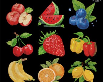 Tropical Fruit Embroidery Bundle, Fruit Themed Embroidery Design, Summer Fruit Shirt Design, Summer Vacation File, Gardening Gift Idea
