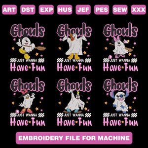Halloween WDW Cartoon Ghouls Just Wanna Have Fun Embroidery Design, Cartoon Character File Digital, Magic Kingdom Gift, Cute Digital Dowload