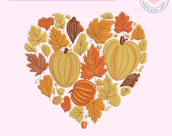 Pumpkin And Fall Leaves Embroidery File, Thanksgiving Embroidered Design, Fall Season Shirt Idea, Halloween Gift Design, Cozy Autumn File