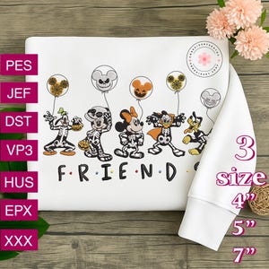 Cartoon Skeleton Friends Halloween Embroidery Design, MK And Friends File, Magic Kingdom Digital Download, Embroidery File for Machine