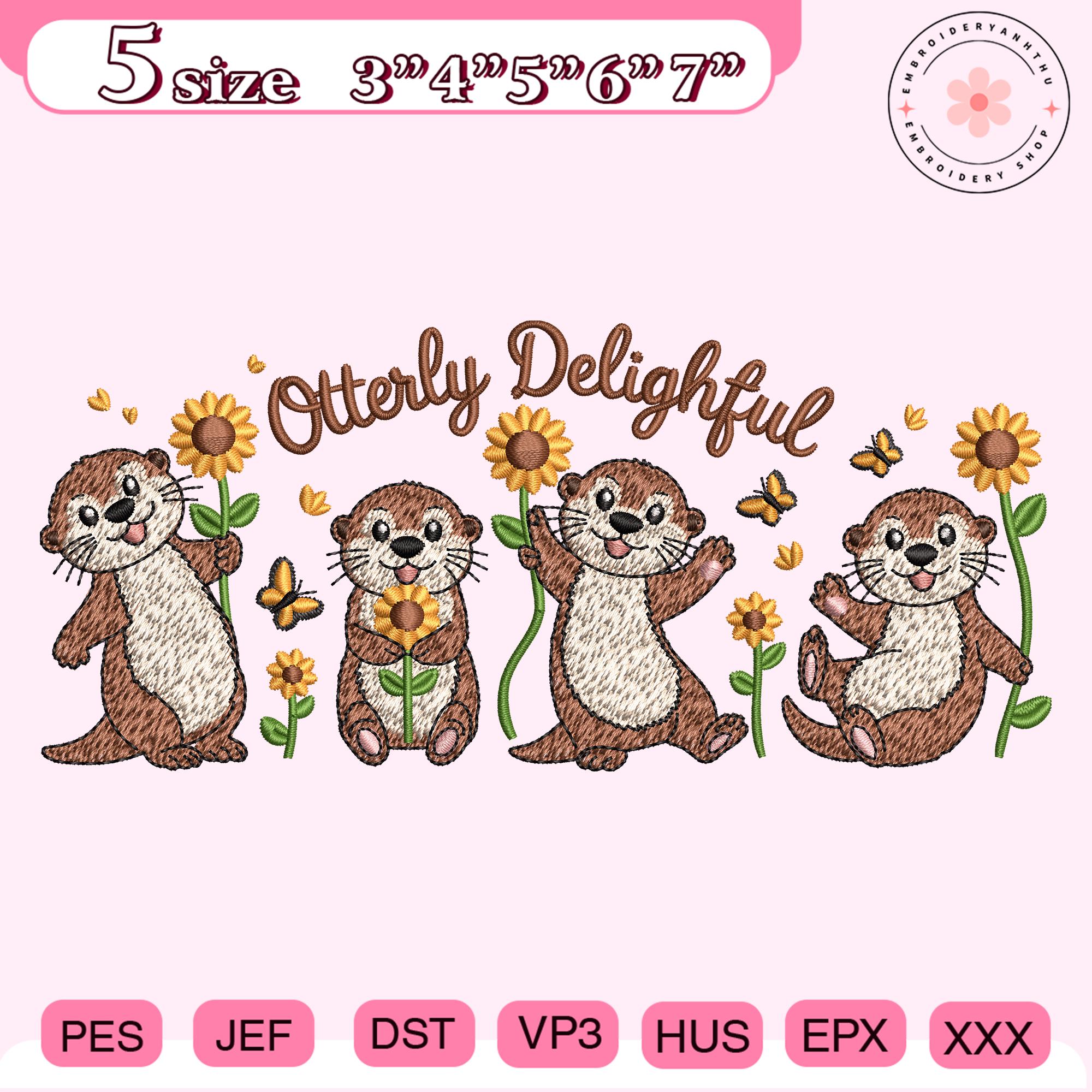 Otterly Delightful Embroidery File, Cute Otters With Sunflowers Embroidery  Design, Animal Family Shirt Idea, Cute Animals File - Etsy Israel, image size:2000x2000