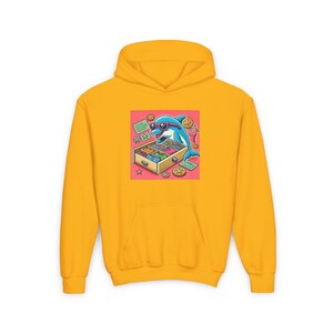 Cool Dolphin Hoodie for Kids, Fun Youth Sweatshirt, Beach Vibes Pullover, Summer Gift for Boys and Girls, Cute Cartoon Clothing