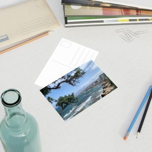 Postales de playa, saludos de vacaciones con paisajes, recuerdos de viaje, notas de amistad, recuerdos de verano, regalo ideal.