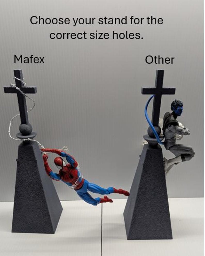Be sure to pick the correct stand type. The Mafex holes are smaller than the listed aftermarket stands.