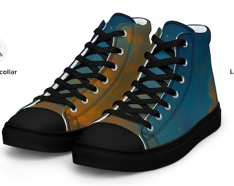 Sunset & Stars High-Top Sneakers – Walk Like You Own the Sky\Men’s high top canvas shoes
