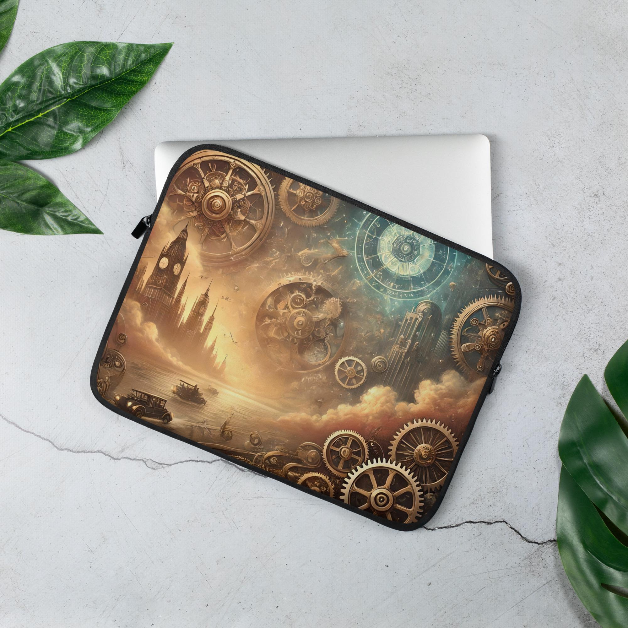 Steampunk Laptop Sleeve: Victorian Time Traveler's Gadget Protector
