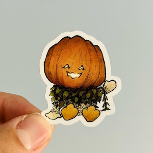 Leuke pompoensticker || 1,6 x 1,9 inch vinyl || Handgetekend || Set van 2 stickers || Sticker Halloween pompoen pompoen dier