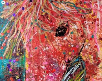 Fire Horses on 4x6 paper matted to fit a 5x7 frame.