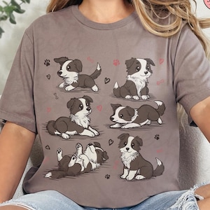 Cute Border Collie T-Shirt, Kawaii Animal Shirt, Cute Pet Tee, Dog Lover Gift, Pet Parent T-shirt, Dog Mom, Kawaii dog Top, Animal Lover