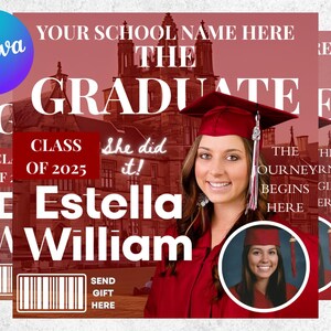 Graduation Invite Magazine Style, Blue DIY Editable Flyer Template, Class of 2025 Graduation Celebration, Premade Event Flyer Design