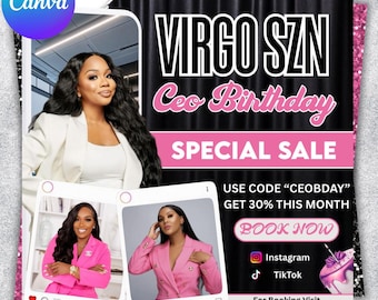 Verjaardagsflyer CEO Maagd, Flyer Maagd Szn, Flyer Maagd Sale, Verjaardagsevenement Maagd, Social Media Flyer, Premade Flyer Template