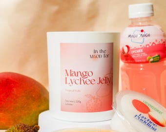 Mango Lychee Scented Soy Wax Candle | Asian Inspired Candle Fruity | Fun Fruity Tropical Home Fragrance UK