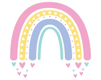 Pale Pink Rainbow Digital Print - Minimalist Boho Wall Art - Nursery & Kids Room Decor - Instant Download