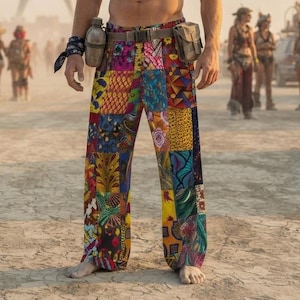 Pantalones anchos con estampado africano para hombre y mujer, estilo patchwork, coloridos, afrocéntricos, hippies y bohemios, ropa informal para estar en casa o para festivales.