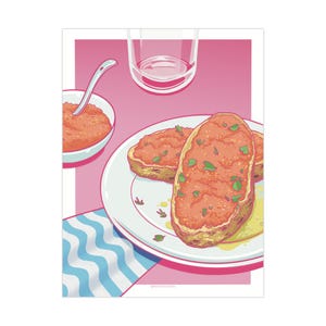 Spanish Breakfast Art Poster, Wall Decor, Kitchen Print, Foodie Gift, Home Aesthetic, Colorful Artwork