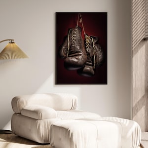 Boxing Gloves Art | Vintage Classic Boxing Gloves Fine Art Print Wall Decor | Unique Sports Photography Memorabilia