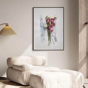 Stampa ad acquerello / Poster giclée con splendidi fiori secchi e delicati boccioli / Decorazione artistica ecologica per la casa