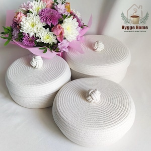 Set Rope baskets, Cotton rope basket, Small basket, Round baskets, Crochet baskets, Handmade baskets, Home gift basket, Home decor