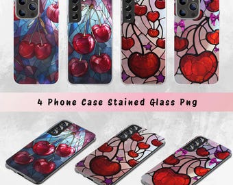 Stained Glass Cherry Phone Case PNG Bundle (Digital Download)