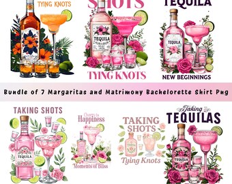 Margaritas & Matrimony Bachelorette Shirt PNG Bundle: Tequila Party Designs (Digital Download