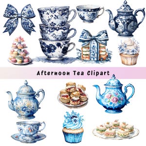 Watercolor Tea Party Clipart: Vintage Floral Teacups (PNG Digital Download)