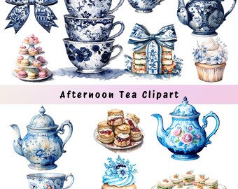 Watercolor Tea Party Clipart: Vintage Floral Teacups (PNG Digital Download)