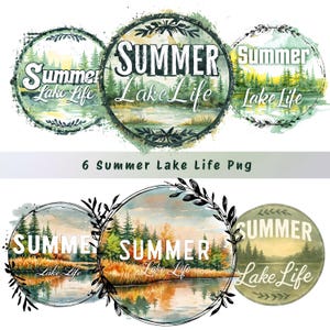 Retro Summer Lake Life PNG Designs: Camping & Outdoors (Digital Download, 6 Files)