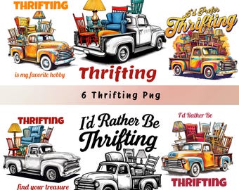 Thrifting Queen PNG Bundle: Retro Flea Market Designs (Digital Download, 300 DPI)
