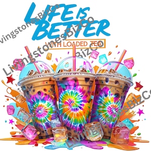 4 Vamos carregar chá Png Design de sublimação, Love Tea Junkie Clipart, Get Loaded Tea Png, Verão Png, Loaded Tea Png, Download digital