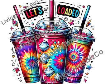 Loaded Tea PNG: Tie Dye Summer Clipart (Digital Download)
