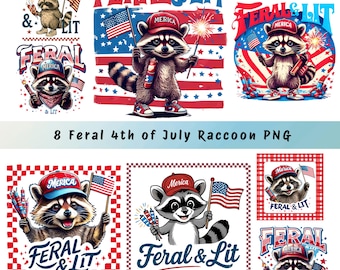Feral 4th of July Raccoon PNG: Patriotic USA Design (Digital Download)