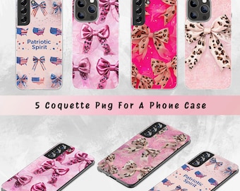 Coquette Bows Phone Case PNG: Pink Sublimation Template (Digital Download)