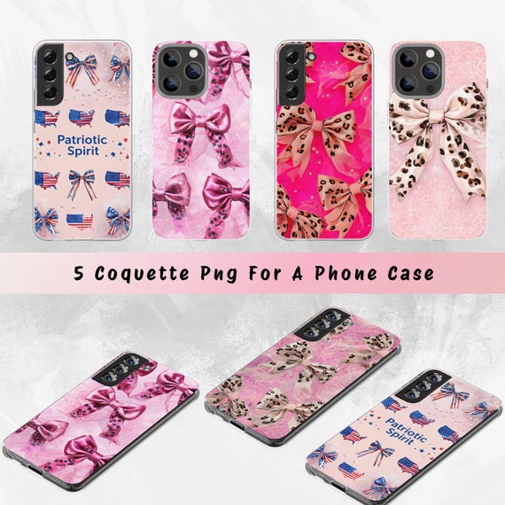 Coquette Bows Phone Case PNG: Pink Sublimation Template (Digital Download)
