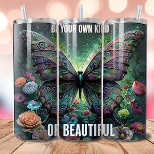 Butterfly Tumbler Wrap: Motivational Quote 20oz Sublimation Design (Digital Design)