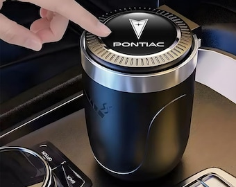 Stylish Car Ashtray with Logo Pontiac – Elegant Auto Accessory | Portable Ashtray Lid and LED Light | Luxury Car Gift