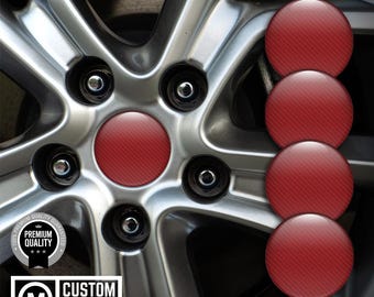 Wheel Hub Cap Stickers Red Carbon Design - set 4/ Stylish Emblem Decoration for your Rims / Decals Wheel accessories