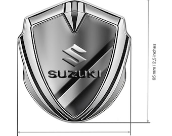 Metal Car Emblem with Silicone Logo Suzuki – Stylish Domed Gel Sticker, Weather-Resistant Badge, Size 60/65mm
