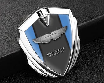 Metal Car Emblem with Silicone Logo Aston Martin – Stylish Auto Decoration, Size 60/65mm