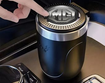 Stylish Car Ashtray with Logo MG – Elegant Auto Accessory | Portable Ashtray with Lid and LED Light