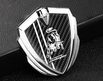 Metal Car Emblem with Silicone Logo Lamborghini – Stylish Auto Decoration, Weather-Resistant Badge, Size 60/65mm