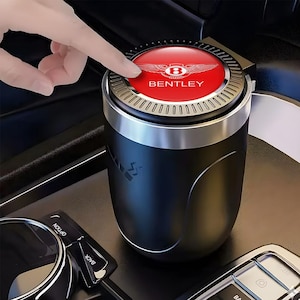 Stylish Car Ashtray with Logo Bentley – Elegant Auto Accessory | Portable Ashtray with Lid and LED Light | Luxury Car Interior Gift