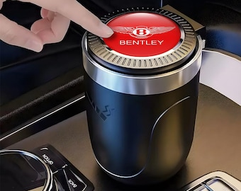 Stylish Car Ashtray with Logo Bentley – Elegant Auto Accessory | Portable Ashtray with Lid and LED Light | Luxury Car Interior Gift