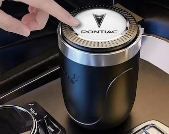 Stylish Car Ashtray with Logo Pontiac – Elegant Auto Accessory | Portable Ashtray Lid and LED Light | Luxury Car Gift