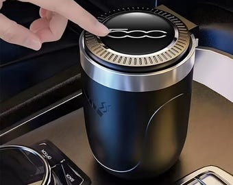 Stylish Car Ashtray with Logo Abarth 500 – Elegant Auto Accessory | Portable Ashtray Lid and LED Light | Luxury Car Gift