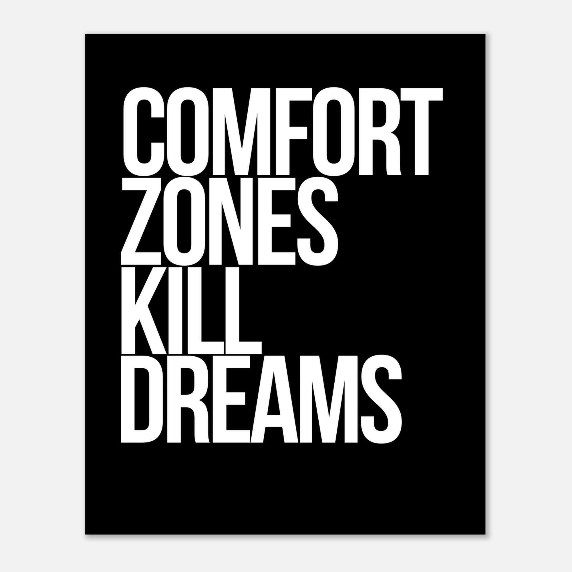 Motivational Poster - Comfort Zones Kill Dreams | 16x20 in Minimalist ...