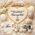 Pregnancy Announcement Digital Gender Neutral, Unexpected Baby Announcement, Social Media Ultrasound Reveal Editable Canva Template