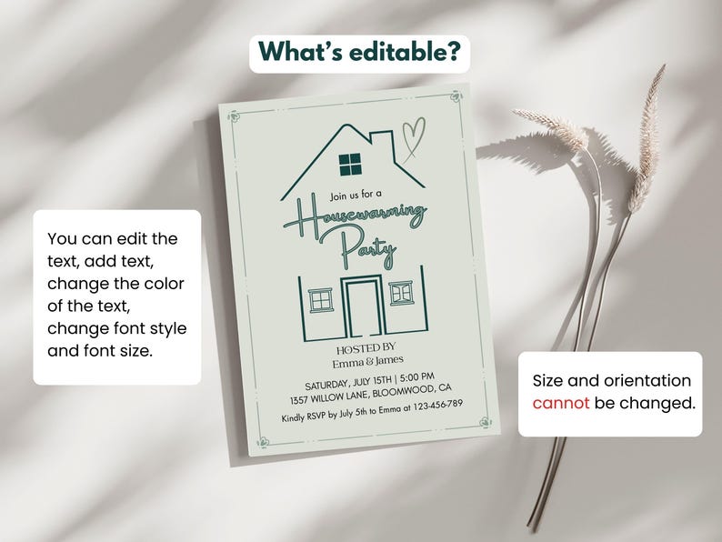 Editable Housewarming Party Invitation Template, Printable Sage Green ...