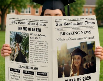 Modello di annuncio per il giornale della classe del 2026 (Canva)