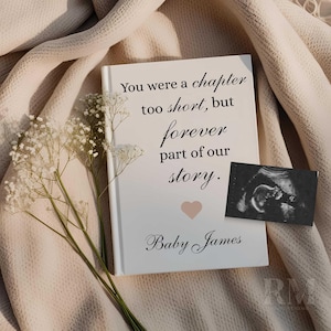 Annuncio di perdita di gravidanza, foto ricordo di aborto spontaneo, messaggio commemorativo per la perdita del bambino, download digitale